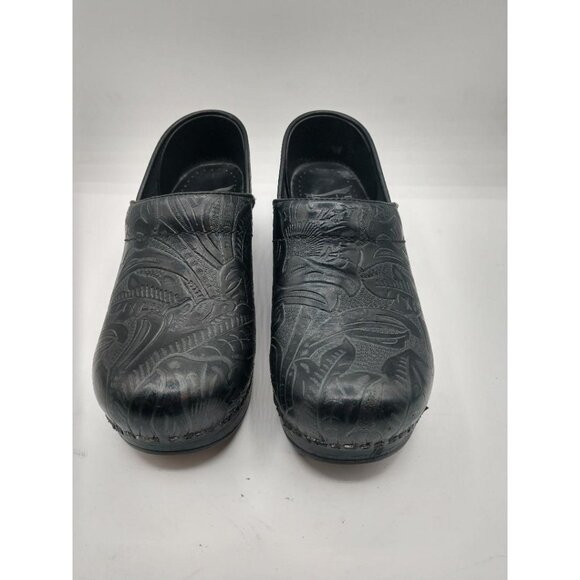 Dansko Womens Black Engraved Leather Clogs Size 36 - Picture 1 of 8